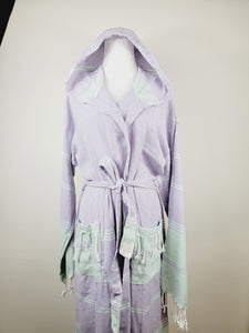 Unisex Robe, Beach or spa Robe with pockets - Lilac / Mint