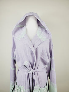 Unisex Robe, Beach or spa Robe with pockets - Lilac / Mint