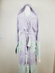 Unisex Robe, Beach or spa Robe with pockets - Lilac / Mint