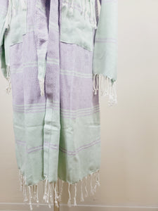 Unisex Robe, Beach or spa Robe with pockets - Lilac / Mint