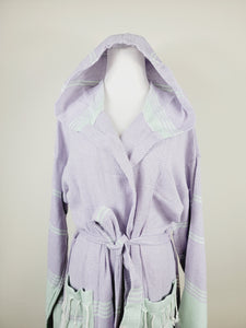 Unisex Robe, Beach or spa Robe with pockets - Lilac / Mint