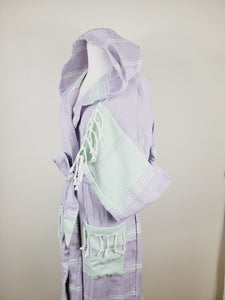 Unisex Robe, Beach or spa Robe with pockets - Lilac / Mint