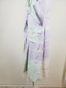 Unisex Robe, Beach or spa Robe with pockets - Lilac / Mint