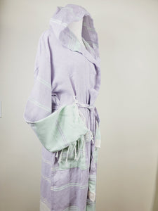 Unisex Robe, Beach or spa Robe with pockets - Lilac / Mint