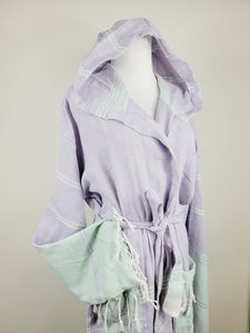 Unisex Robe, Beach or spa Robe with pockets - Lilac / Mint