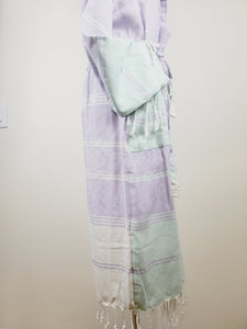 Unisex Robe, Beach or spa Robe with pockets - Lilac / Mint