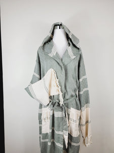 Unisex Robe, Beach or spa Robe with pockets - Dark Green