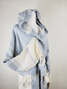 Unisex Robe, Beach or spa Robe with pockets - Sky Blue