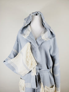 Unisex Robe, Beach or spa Robe with pockets - Sky Blue