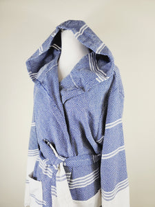 Unisex Robe, Beach or spa Robe with pockets - Blue