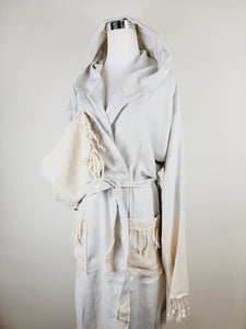 Unisex Robe, Beach or spa Robe with pockets - Light Gray