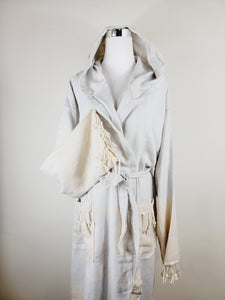 Unisex Robe, Beach or spa Robe with pockets - Light Gray