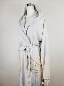 Unisex Robe, Beach or spa Robe with pockets - Light Gray