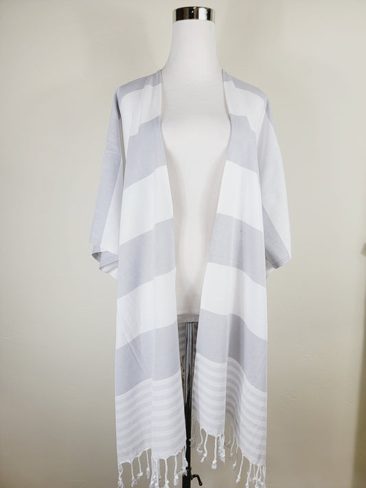 Beach cover up, Beach Dress open front - Gray