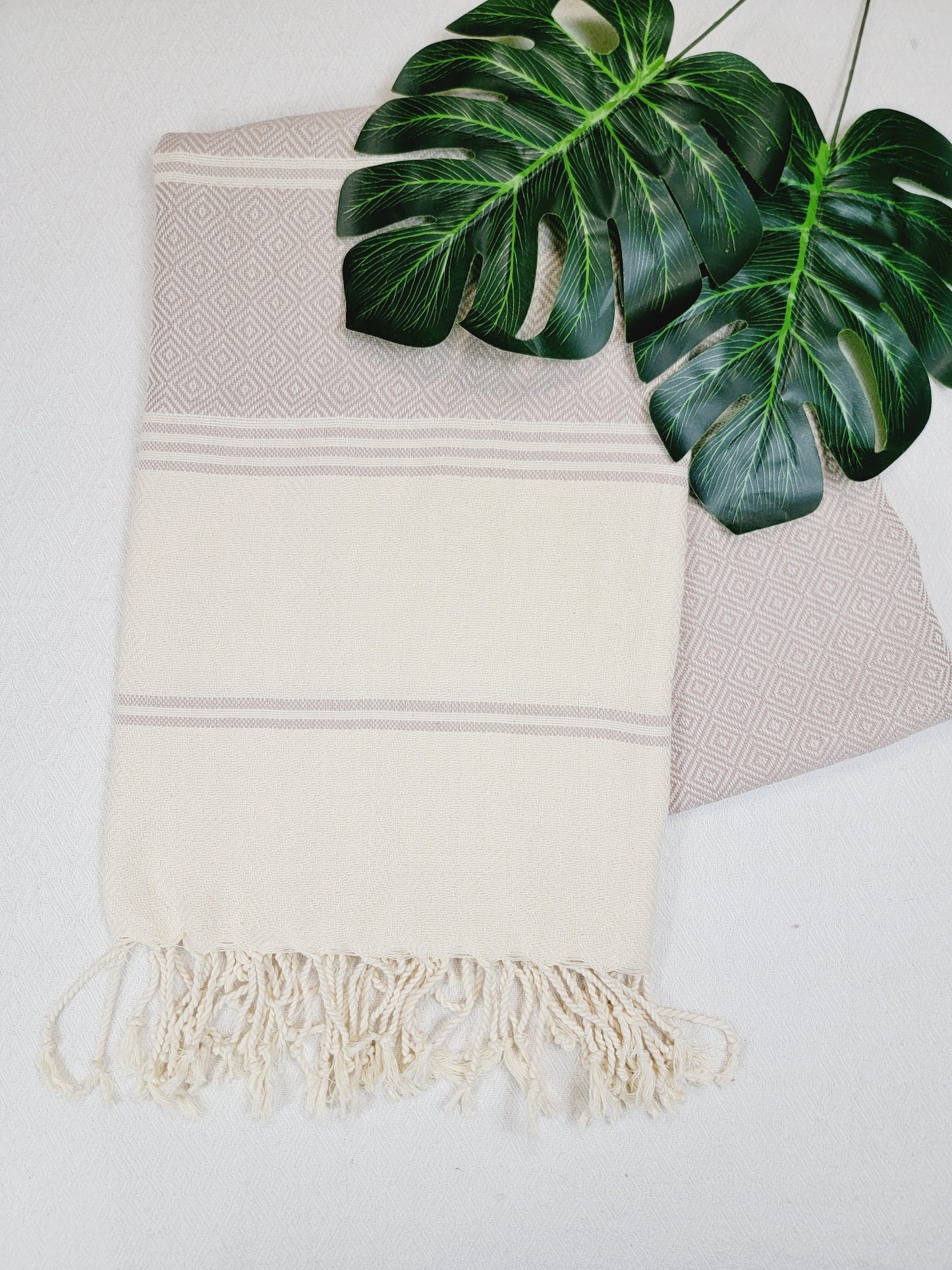 Beach/Bath Sand Free Towels-Easy Carry Quick Dry Thin Towel-Light Beige