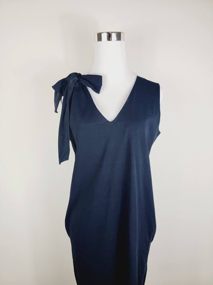 Jersey Dress Green one shoulder tie up with pockets