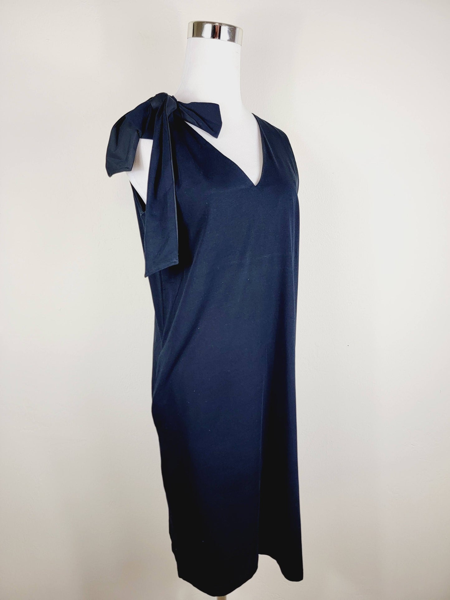 Jersey Dress Green one shoulder tie up with pockets