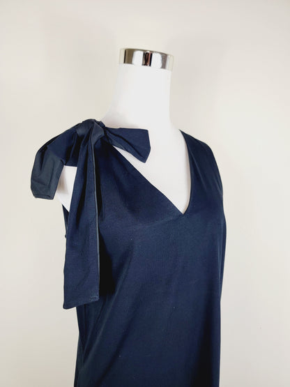 Jersey Dress Green one shoulder tie up with pockets