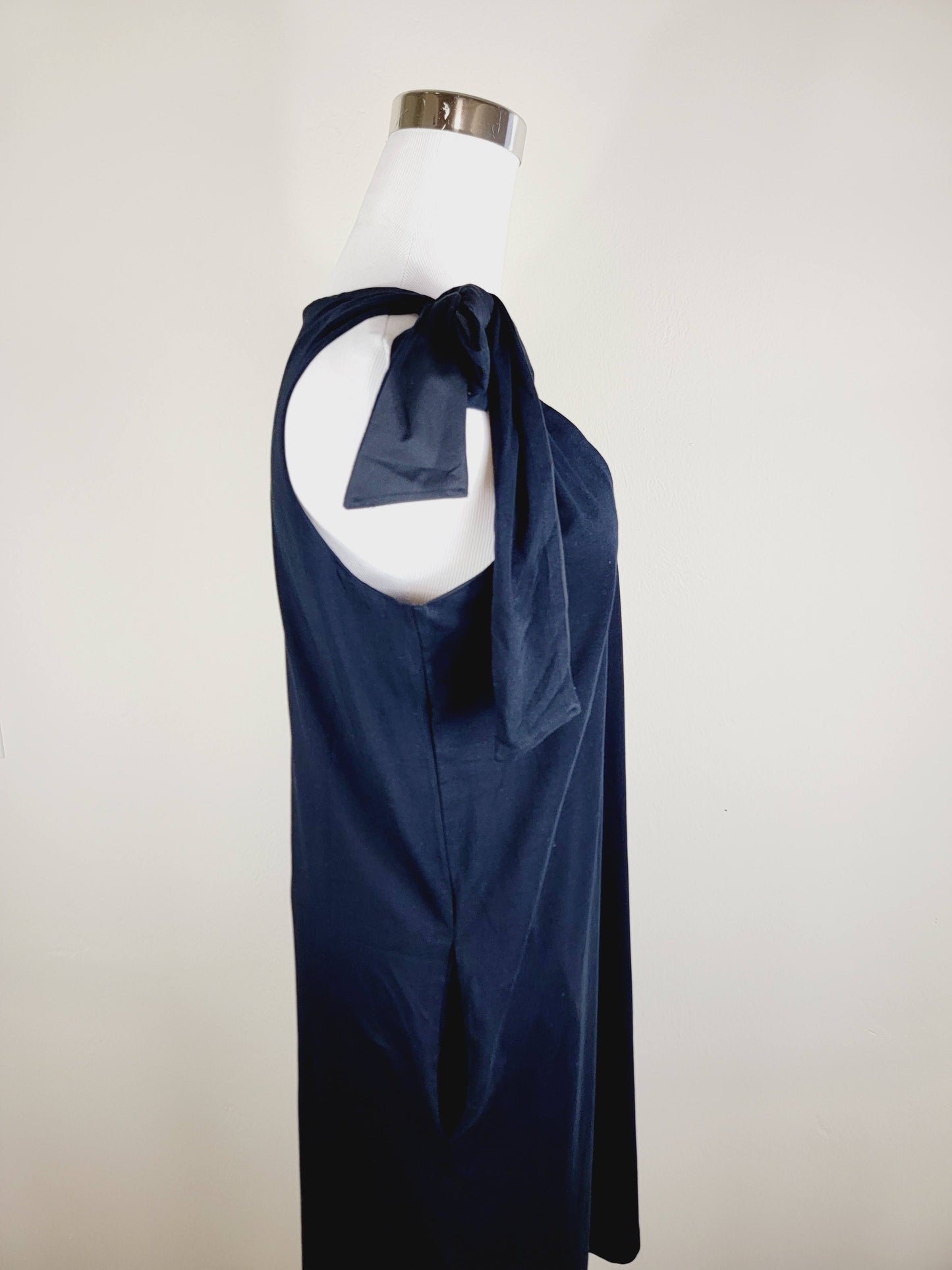 Jersey Dress Green one shoulder tie up with pockets