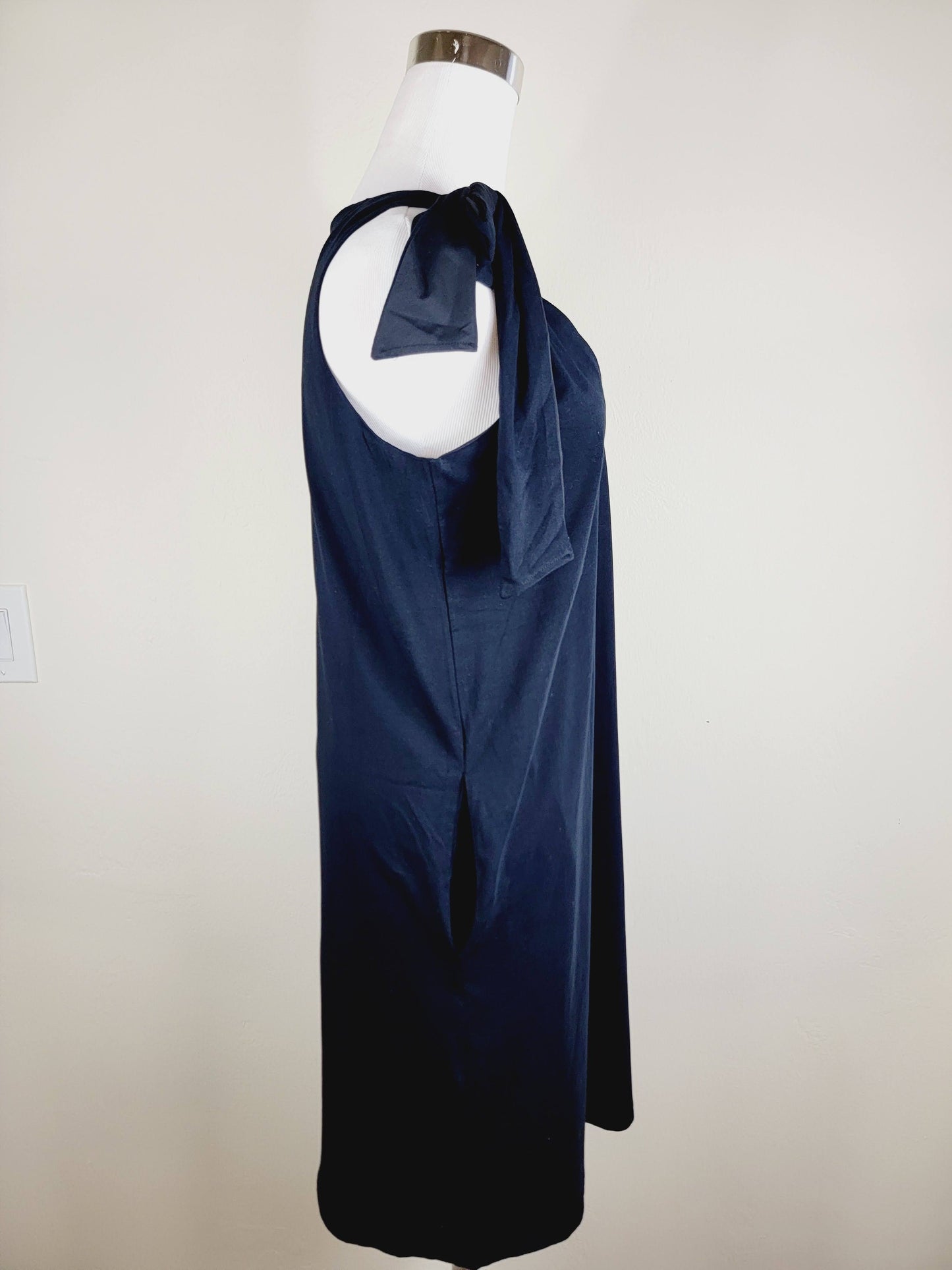 Jersey Dress Green one shoulder tie up with pockets