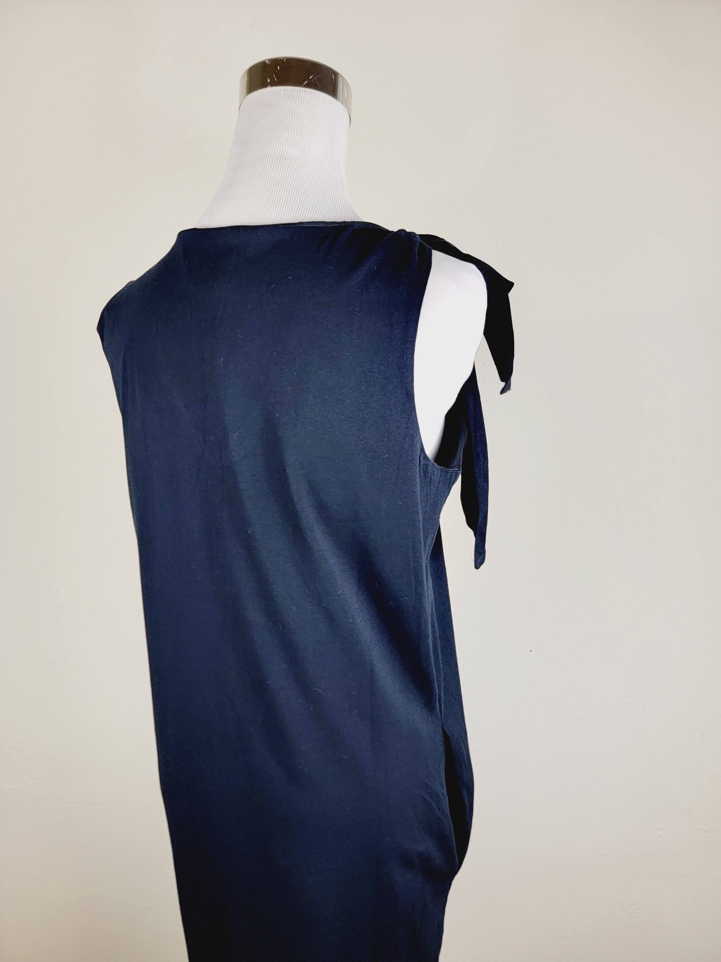 Jersey Dress Green one shoulder tie up with pockets