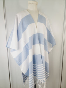 Beach cover up, Beach Dress open front - Blue