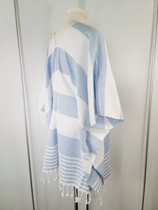 Beach cover up, Beach Dress open front - Blue
