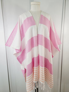 Beach cover up, Beach Dress open front - Pink/Orange