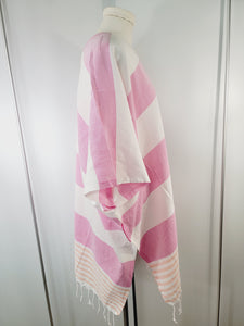 Beach cover up, Beach Dress open front - Pink/Orange