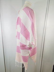 Beach cover up, Beach Dress open front - Pink/Orange