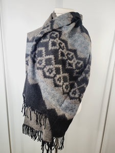 Scarf, Shawl, Extra Soft Unisex Head Cover - Brown/Black