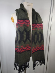 Scarf, Shawl, Extra Soft Unisex Head Cover - Green/Black