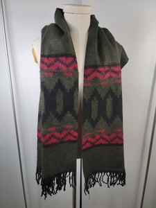 Scarf, Shawl, Extra Soft Unisex Head Cover - Green/Black