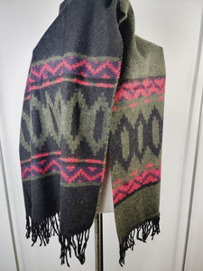 Scarf, Shawl, Extra Soft Unisex Head Cover - Green/Black