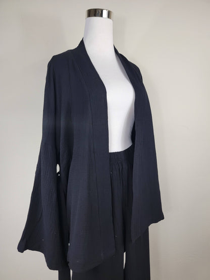 Breathable Muslin Set for Women, Versatile Everyday Wear, Black