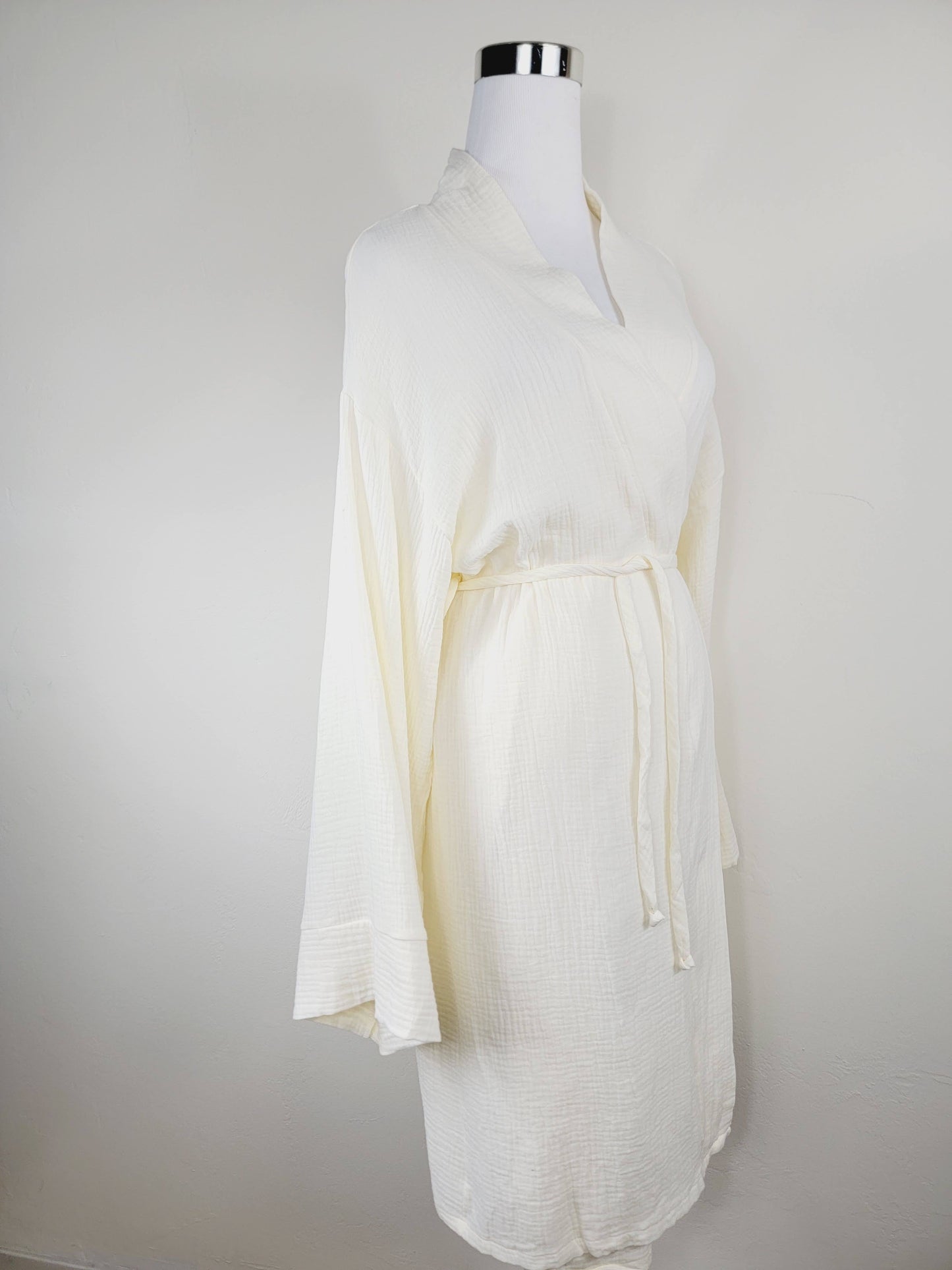 Women's Cotton Muslin Robe,Wrap style , Loose Sleeves,Belted
