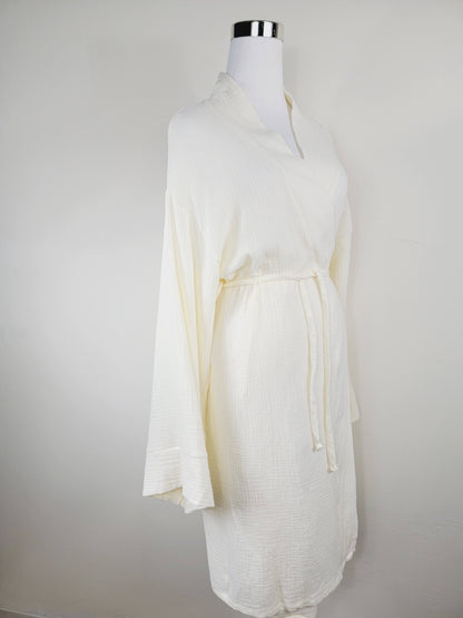 Women's Cotton Muslin Robe,Wrap style , Loose Sleeves,Belted