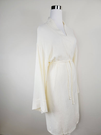 Women's Cotton Muslin Robe,Wrap style , Loose Sleeves,Belted