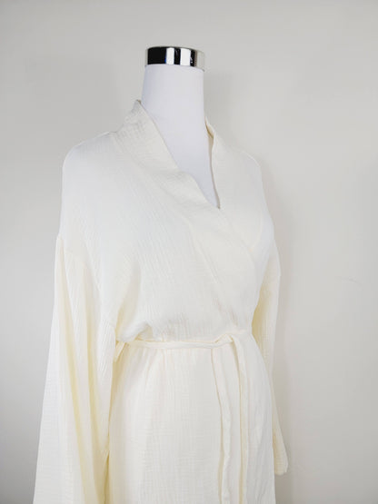 Women's Cotton Muslin Robe,Wrap style , Loose Sleeves,Belted