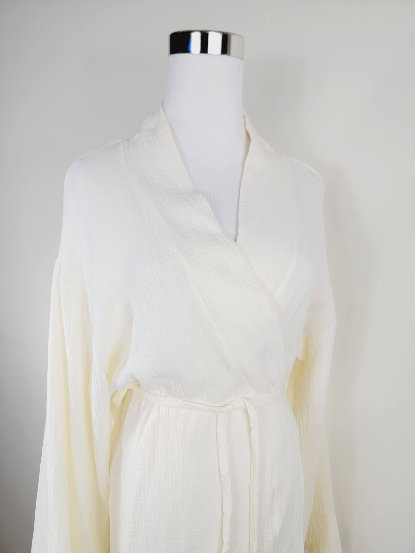 Women's Cotton Muslin Robe,Wrap style , Loose Sleeves,Belted
