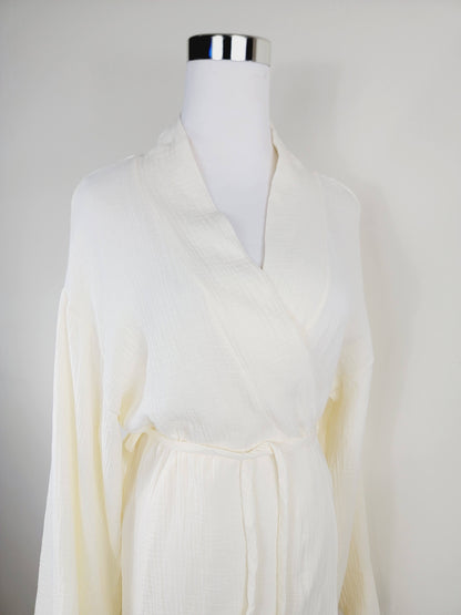 Women's Cotton Muslin Robe,Wrap style , Loose Sleeves,Belted
