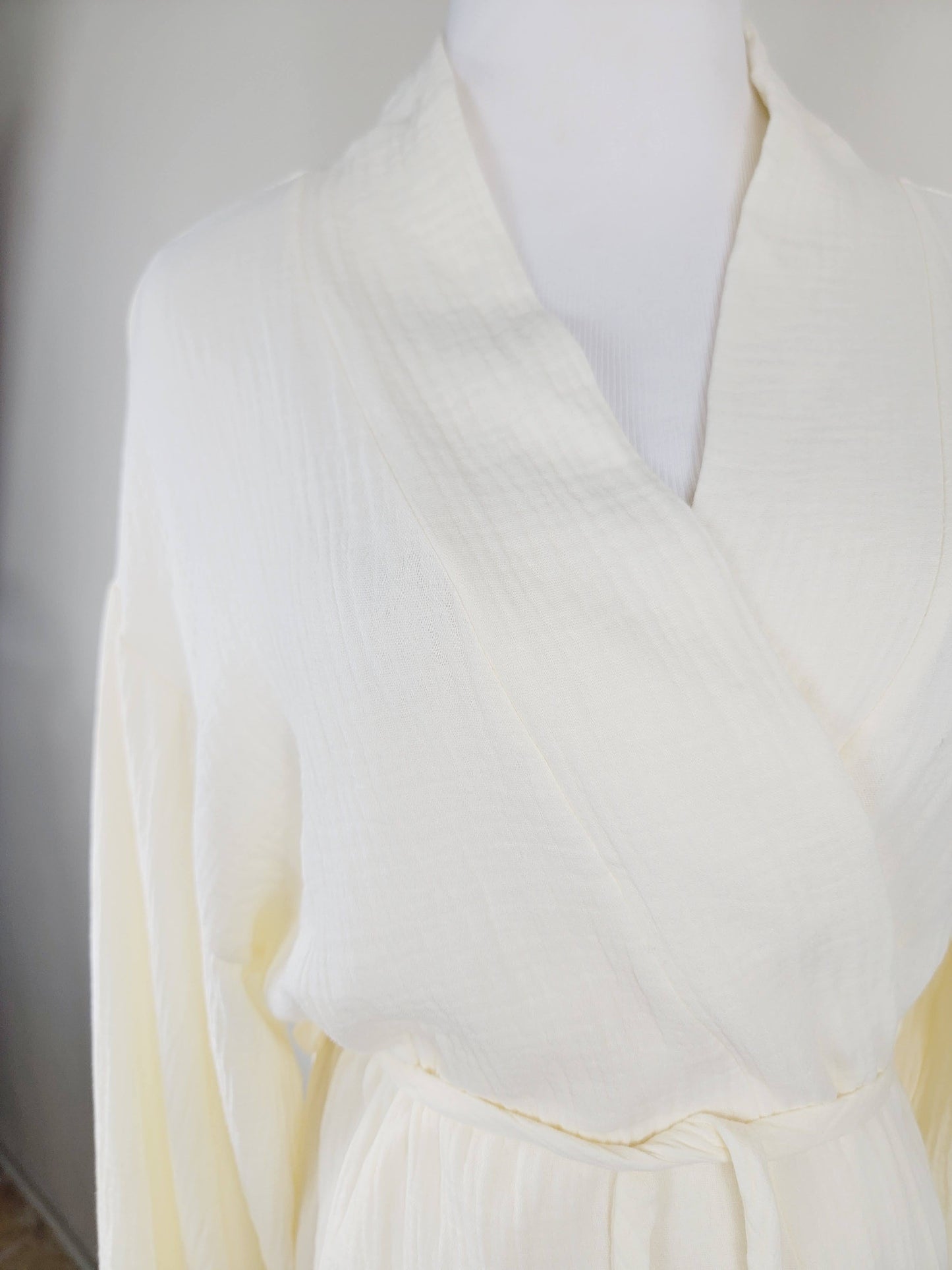 Women's Cotton Muslin Robe,Wrap style , Loose Sleeves,Belted