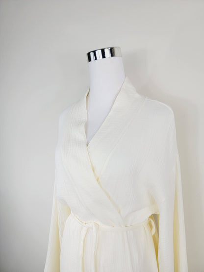 Women's Cotton Muslin Robe,Wrap style , Loose Sleeves,Belted