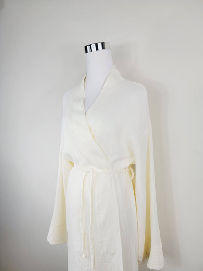 Women's Cotton Muslin Robe,Wrap style , Loose Sleeves,Belted
