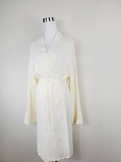 Women's Cotton Muslin Robe,Wrap style , Loose Sleeves,Belted