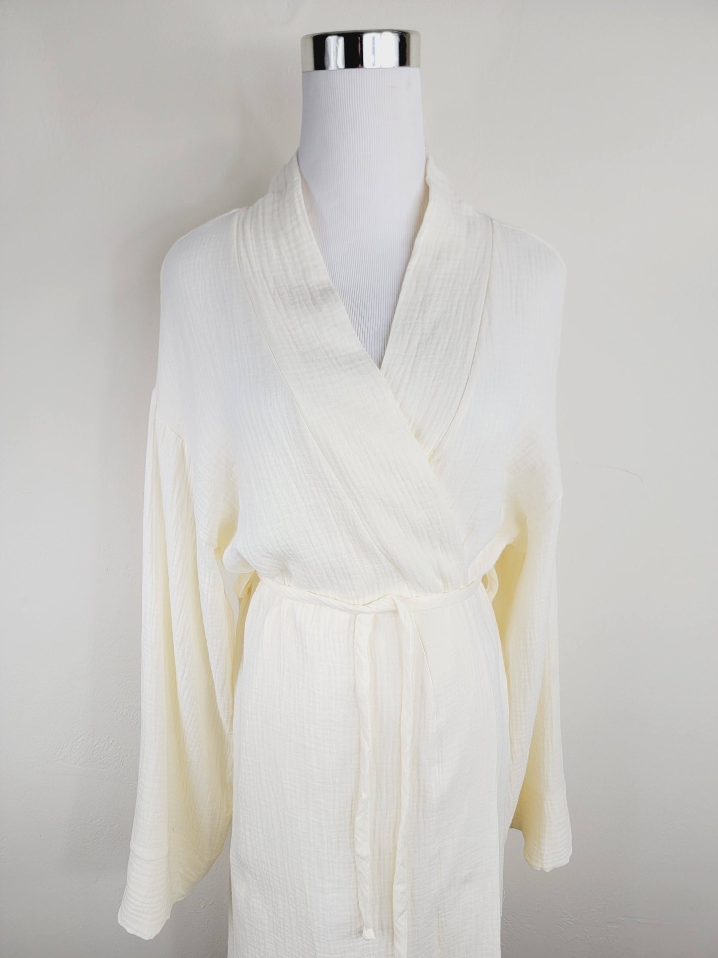 Women's Cotton Muslin Robe,Wrap style , Loose Sleeves,Belted