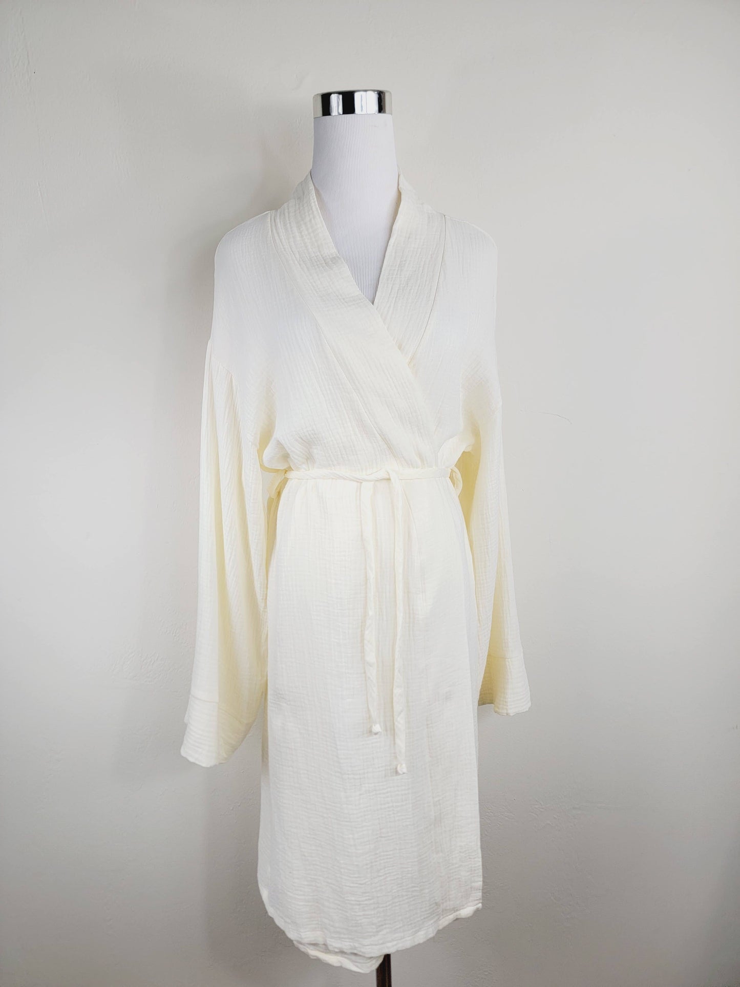 Women's Cotton Muslin Robe,Wrap style , Loose Sleeves,Belted
