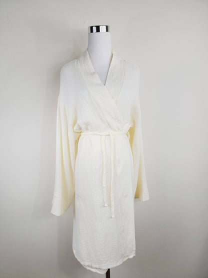 Women's Cotton Muslin Robe,Wrap style , Loose Sleeves,Belted