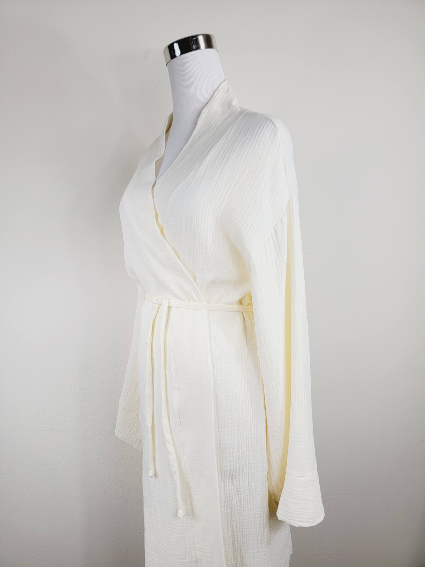 Women's Cotton Muslin Robe,Wrap style , Loose Sleeves,Belted