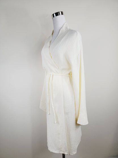 Women's Cotton Muslin Robe,Wrap style , Loose Sleeves,Belted